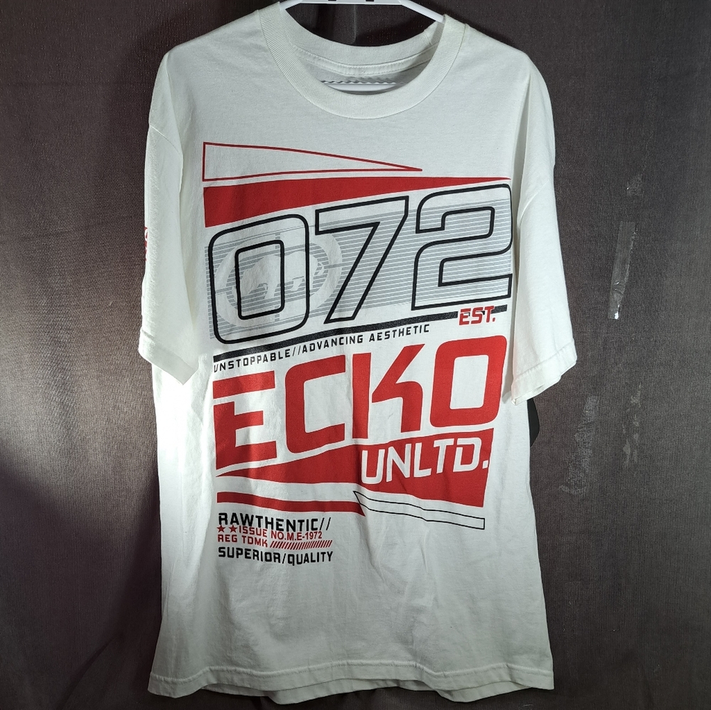 Ecko Unltd MMA 072 Unstoppable White with Red and Black Graphic Logo Tee NWT XL